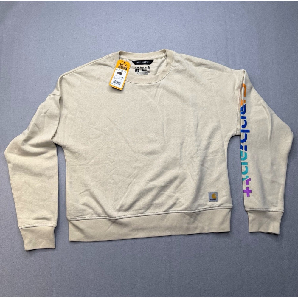 NWT Carhartt Women TENCEL Fiber Series Sweatshirt Small Loose Fit Sleeve Graphic